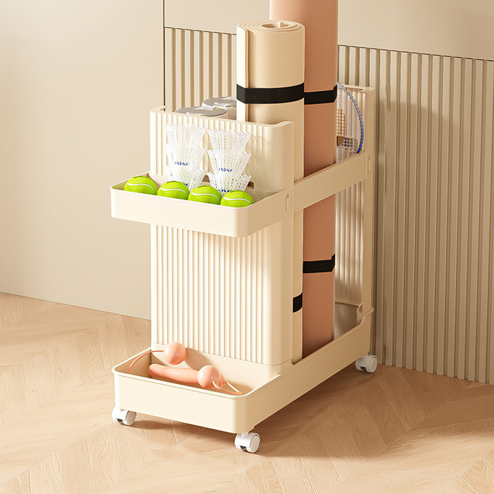 Sports Equipment Trolley - Gym Equipment Organizer Trolley with Wheels